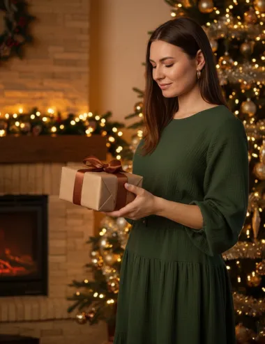 Long Dress Muslin with Elasticated Waist Sandra