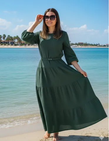 Long Dress Muslin with Elasticated Waist Sandra