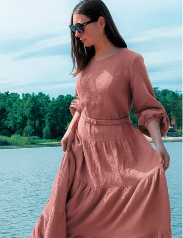 Long Dress Muslin with Elasticated Waist Sandra