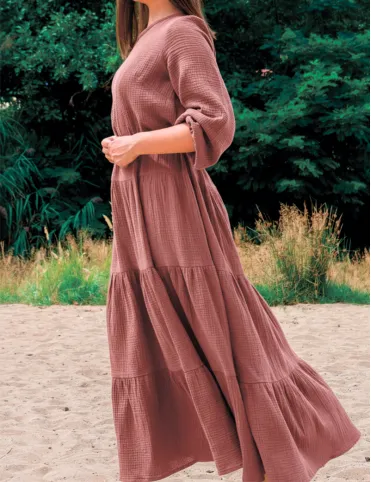 Длинное муслиновое платье с эластичным поясом Sandra