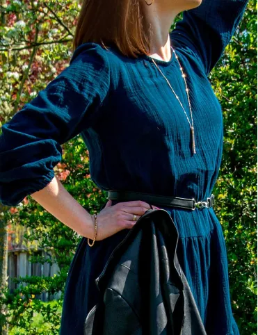 Dark blue muslin maxi dress Sandra