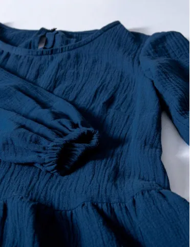 Dark blue muslin maxi dress Sandra