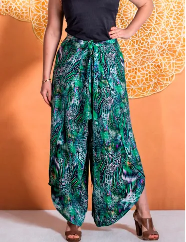 Women's wrap pants, size S-L, 100% viscose, Palazzo pants Madrid