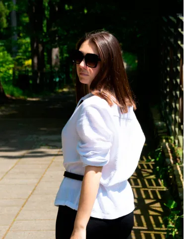 White muslin women's folk style shirt