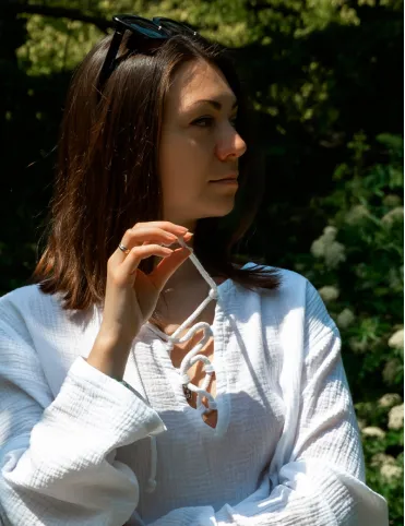 White muslin women's folk style shirt