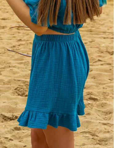 Damen-Musselin-Shorts mit Rüsche Eva