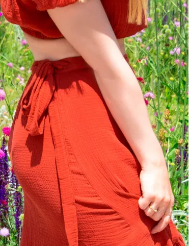 Boho trapeze skirt with overlap