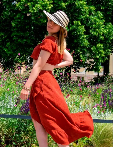 Boho trapeze skirt with overlap