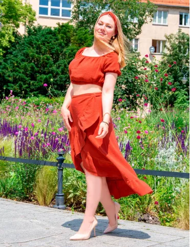 Boho trapeze skirt with overlap