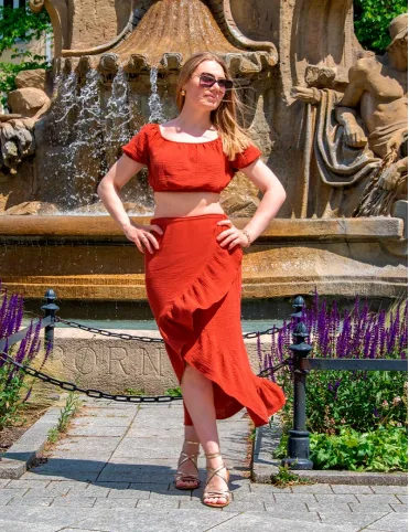 Boho trapeze skirt with overlap