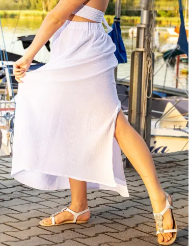 Muslin white long skirt for summer